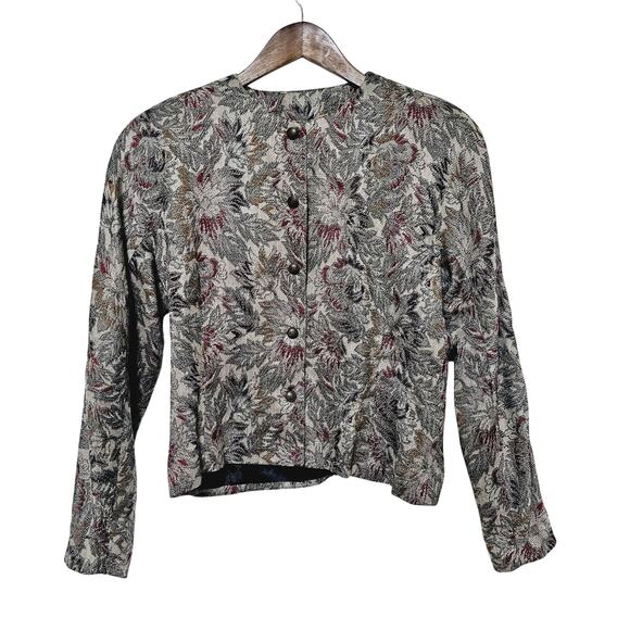 Vintage 80's Fisher Hill Tapestry Jacket Women's Sz 8 Rayon/Wool Blend Button-Up - Picture 1 of 6